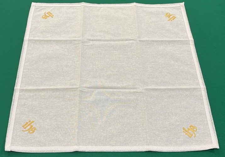 CORPORALE  IHS ORO RICAMATO 100% COTONE - 48X48 CM