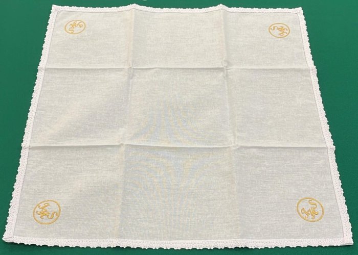 CORPORALE  IHS TONDO ORO RICAMATO 100% COTONE - 48X48 CM