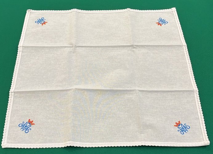 CORPORALE  MARIA-CORONA  RICAMATO 100% COTONE - 48X48 CM