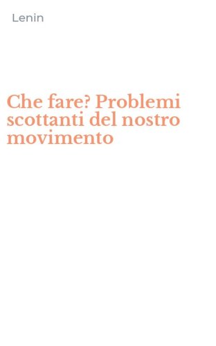 Che fare? Problemi scottanti del nostro movimento