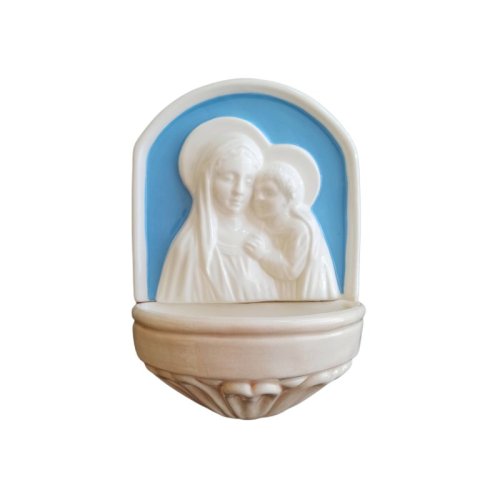 ACQUASANTIERA MADONNA CON BAMBINO - Misure: H 17 cm