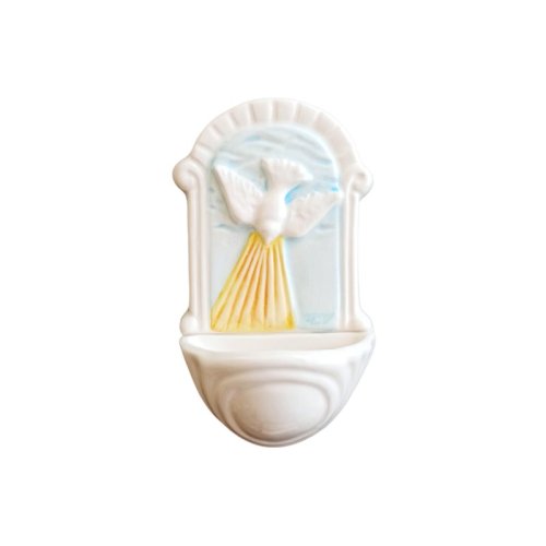 ACQUASANTIERA COLOMBA SPIRITO SANTO - Misure: 12 x 7cm