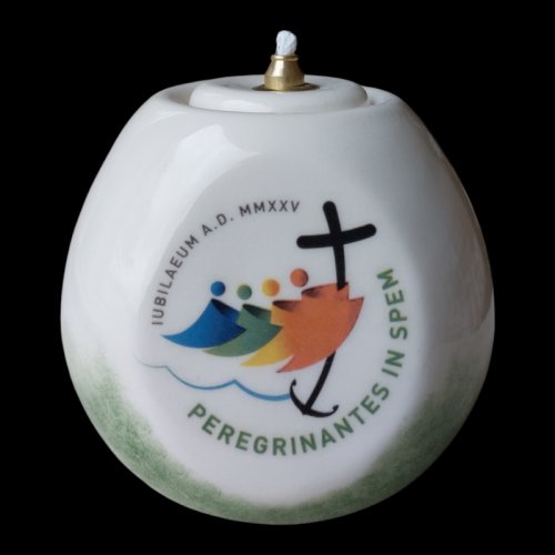 LAMPADA DEL GIUBILEO 12X11 CM - Articolo artigianale realizzato in ceramica - contiene 0,45 Lt.