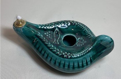 LUCERNA "PESCI" VERDE - Dimensioni cm 16.
