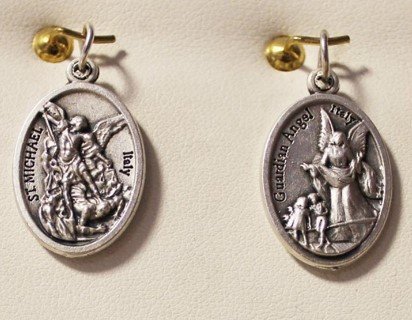 Arcangelo Michele + Angelo custode - MEDAGLIA IN ZAMA, ALTEZZA 22 MM