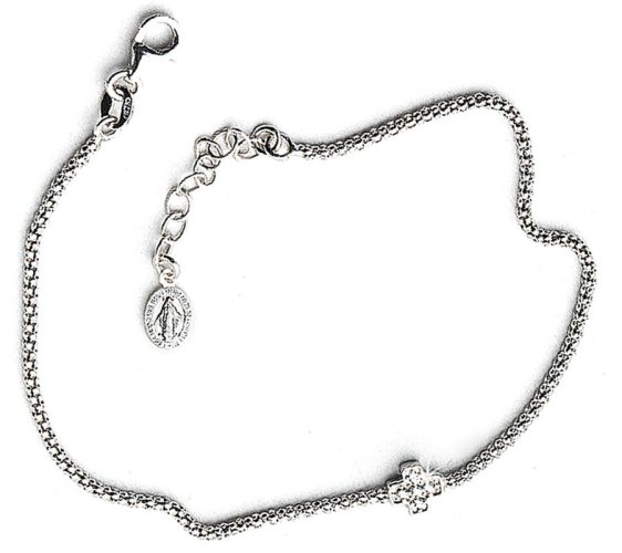 BRACCIALE ARG E CROCE STRASS