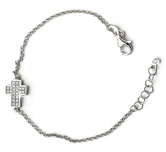 BRACCIALE CROCE ARG E STRASS