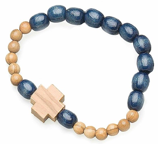 BRACCIALE ELASTICO LEGNO 9X8 CROCE LEGNO BLU