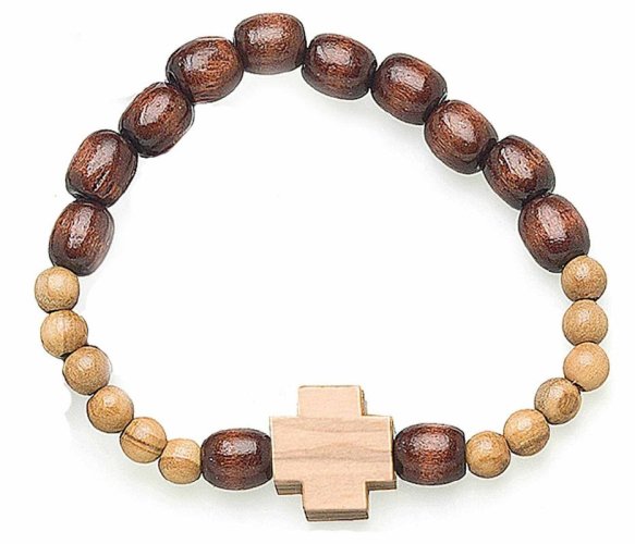 BRACCIALE ELASTICO LEGNO 9X8 CROCE LEGNO MARRONE