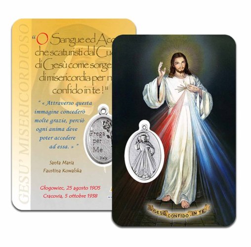 CARD GESU' MISERICORDIOSO+MEDAGLIE
