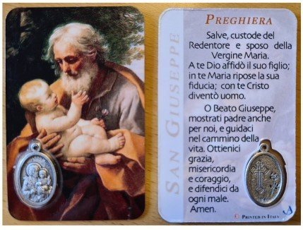 CARD SAN GIUSEPPE CON MEDAGLIA - 5,5 x 8,5 cm.