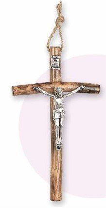 CROCE LEGNO ABETE - Con biglietto e laccio corda. Misura: 13.5 x 6.5 cm.
