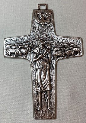 CROCE METALLO BUON PASTORE 14X20CM