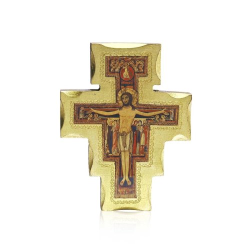 CROCE SAN  DAMIANO - La croce &egrave; realizzata su legno con finiture in oro. Dimensione: 27 x 20 cm.