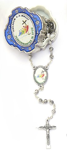 SCATOLA ROSSARIO GIUBILEO 25 METALLO BLU