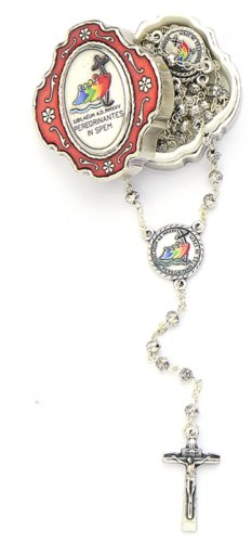 SCATOLA ROSARIO GIUBILEO 25 METALLO ROSSO
