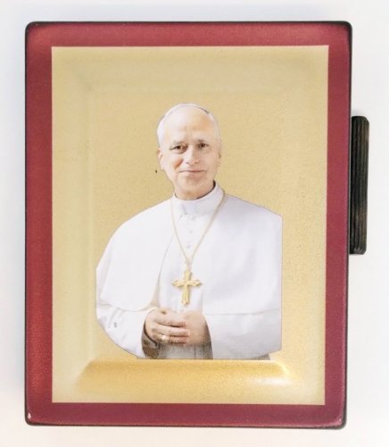 ICONA PICCOLA PAPA LEONE XIV STAMPA SU FOGLIA ORO - Misure: 9,9 x 8 cm