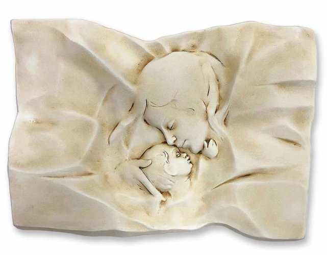 MADONNA CON BIMBO SU PIETRA RIGENERATA - 22X30 cm