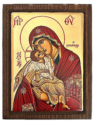 MADONNA TENEREZZA 23x29,5 - MANTO ROSSO