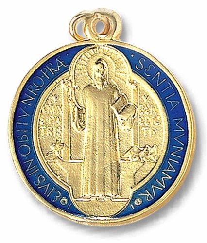 MEDAGLIA S.BENEDETTO MET.DOR.SMALTO CM.4,5