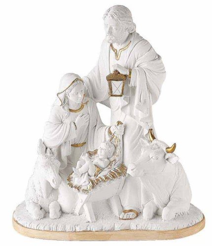 NATIVITA' 15 cm BIANCA - Statua in resina colorata a mano