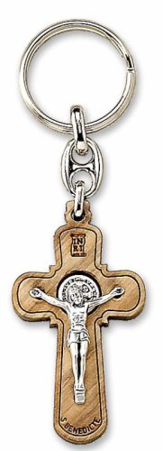 PORTACHIAVI SAN BENEDETTO CROCE  IN LEGNO DI ULIVO CM 5X3 - CM 5X3
