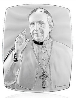 QUADRETTO ARGENTO 925 PAPA FRANCESCO ARG. 7X5,5 CM