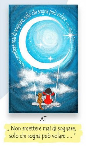 QUADRO PAROLE DIPINTE "NON SMETTERE MAI DI SOGNARE..." - 19.5 X 15 CM
