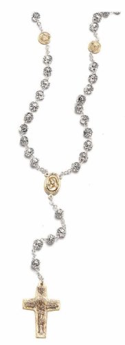 ROSARIO GRANO ROSETTA CON PATER QUATTRO BASILICHE - Bicolor (nickel/dorato)
