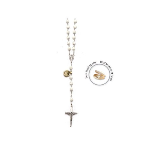 ROSARIO IN MADREPERLA - Rosario in argento con grani in madreperla