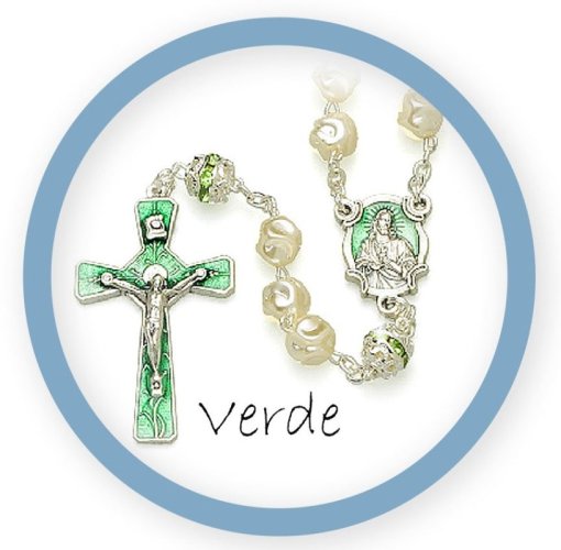ROSARIO VERDE TIPO PERLA CON SCATOLA GRANO 6mm