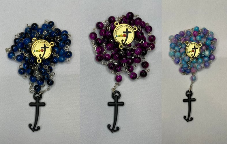 ROSARIO IN VETRO 6 mm  CROCE DEL GIUBILEO