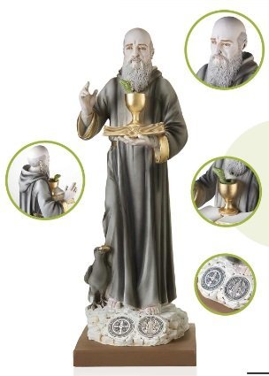 STATUA SAN BENEDETTO COLOR CON MEDAGLIA
