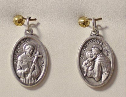 Sant'Antonio + San Francesco - MEDAGLIA IN ZAMA, ALTEZZA 22 MM