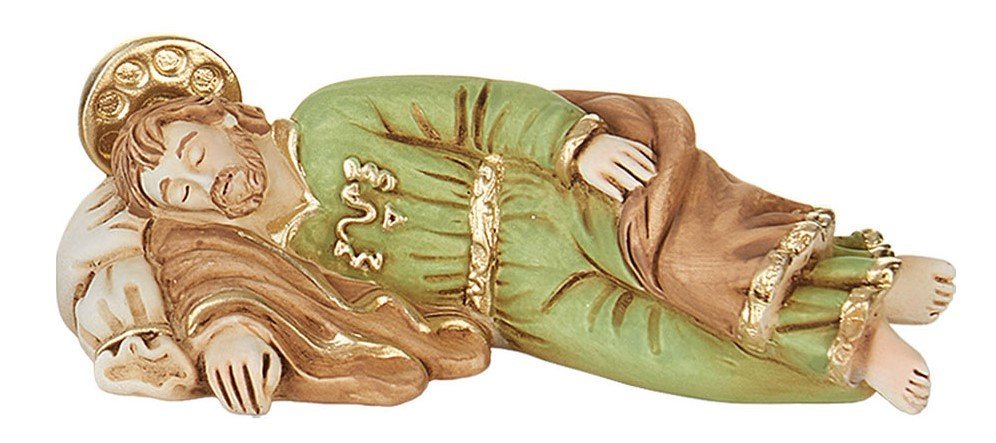 STATUA IN RESINA COLORATA S. GIUSEPPE DORMIENTE CM 13