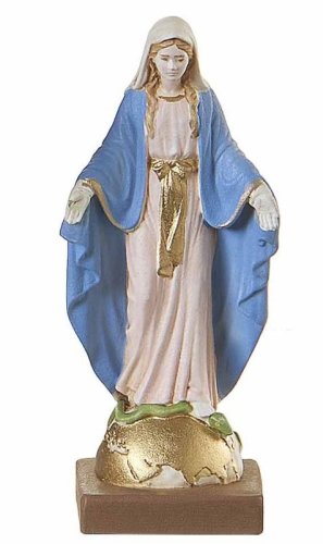 STATUA MIRACOLOSA COLORATA da 7 cm  CON MEDAGLIA