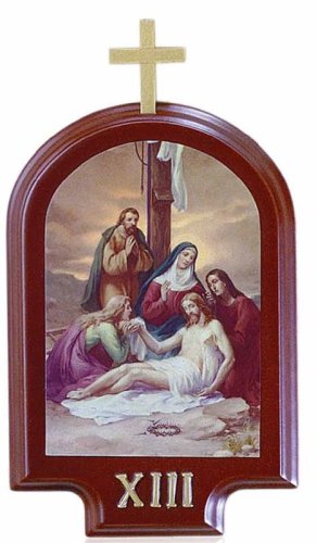 VIA CRUCIS IN LEGNO - 15 Stazioni. Misura 20.5 x 13.5 cm.
