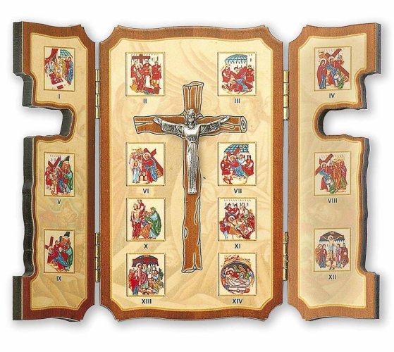 VIA CRUCIS IN LEGNO - In legno, trittico "Via Crucis".