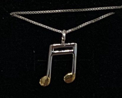 CIONDOLO DOPPIA NOTA BICOLORE CON CATENINA ARGENTO 925