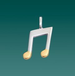 CIONDOLO DOPPIA NOTA MUSICALE  CON CATENINA ARGENTO 925