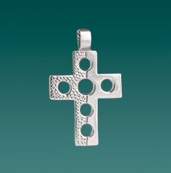 CROCE FORATA BICOLORE  CON CATENINA ARGENTO 925