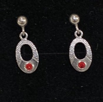 OR/5A/R ORECCH. A GOCCIA PUNTO ROSSO.ARG. 925