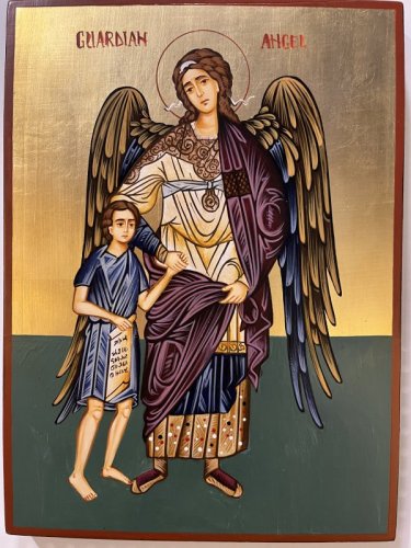 ANGELO CUSTODE 22X30 CM - ICONA DIPINTA A MANO