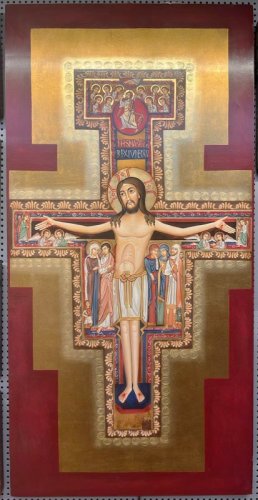 CROCE SAN DAMIANO ICONA DIPINTA - Misure: 45X60 cm