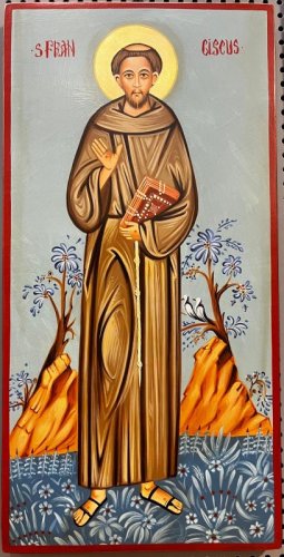 SAN FRANCESCO D'ASSISI 22X44 CM - ICONA DIPINTA A MANO