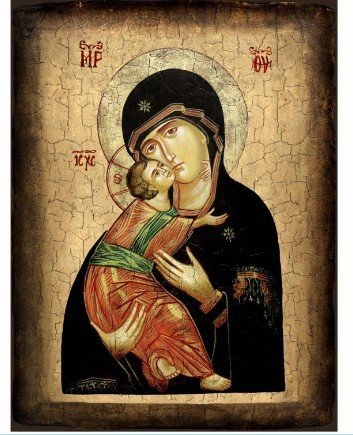 MADONNA DI VLADIMIR 16x20 cm - Icona stampata su legno