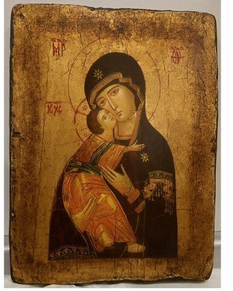 MADONNA VLADIMIR 18X22 CM - ICONA DIPINTA A MANO E ANTICATA