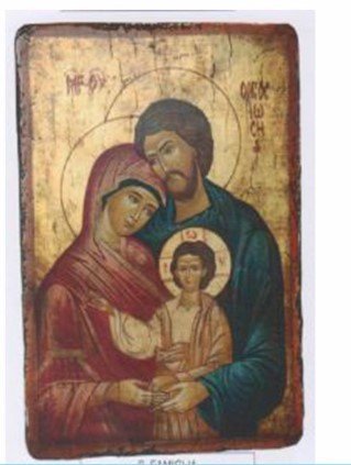 SACRA FAMIGLIA 10X14 CM - ICONA DIPINTA A MANO E ANTICATA