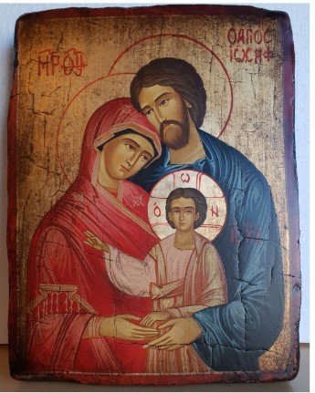 SACRA FAMIGLIA 14X18 CM - ICONA DIPINTA A MANO E ANTICATA