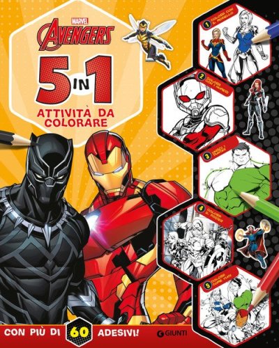 5 in 1 attivit&agrave; da colorare. Avengers. Con adesivi